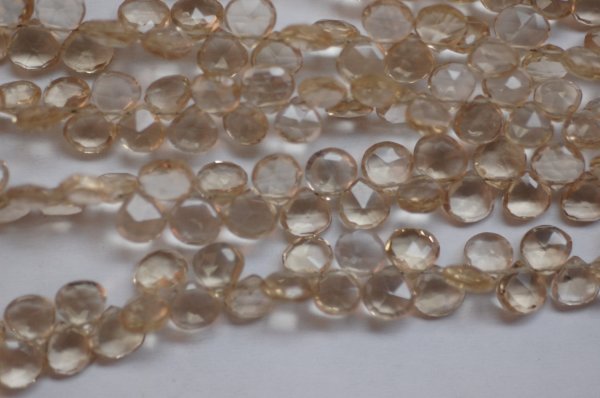 Champagne Quartz Hearts Faceted