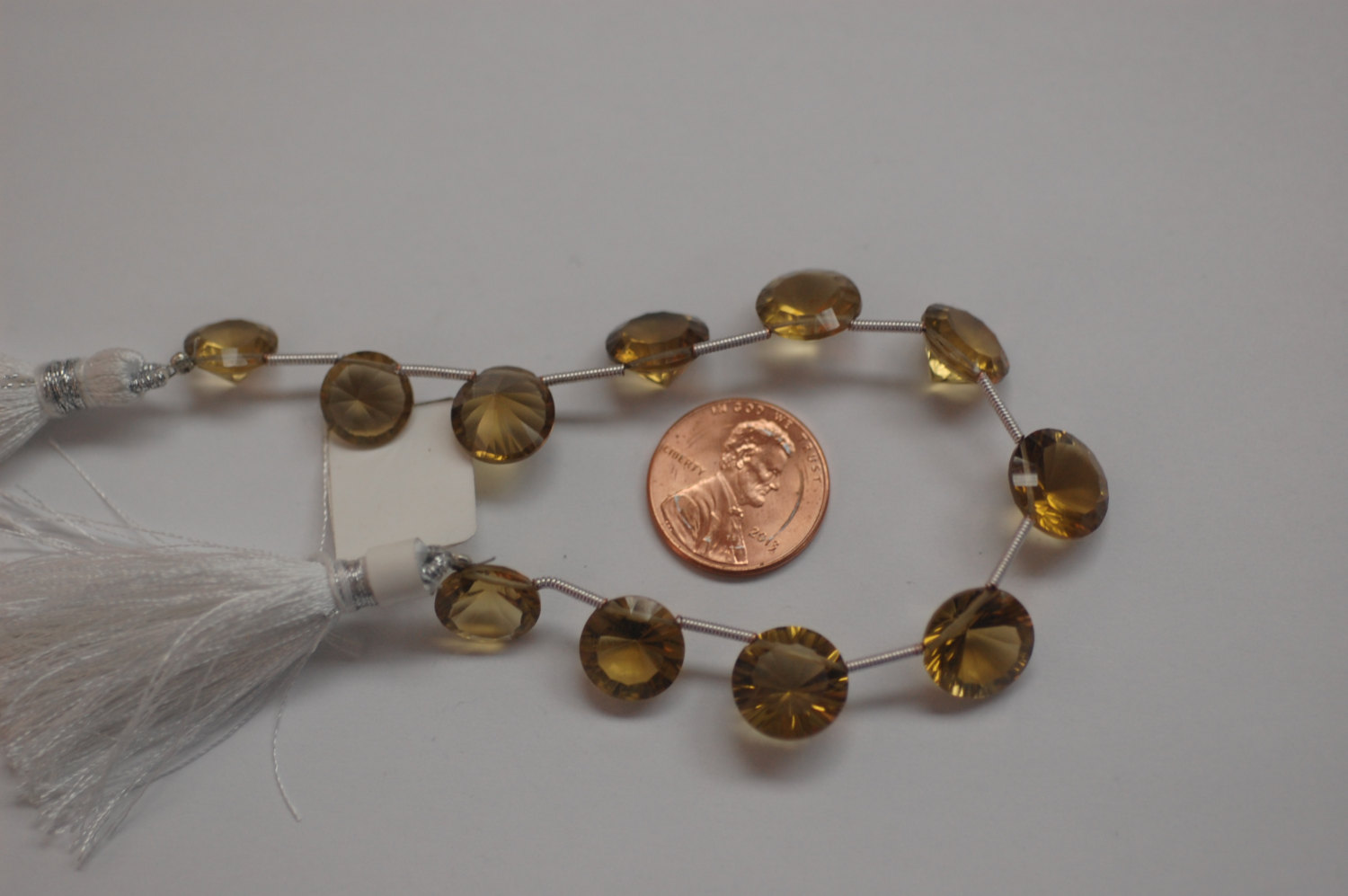 Champagne Quartz Round Concave cut Faceted