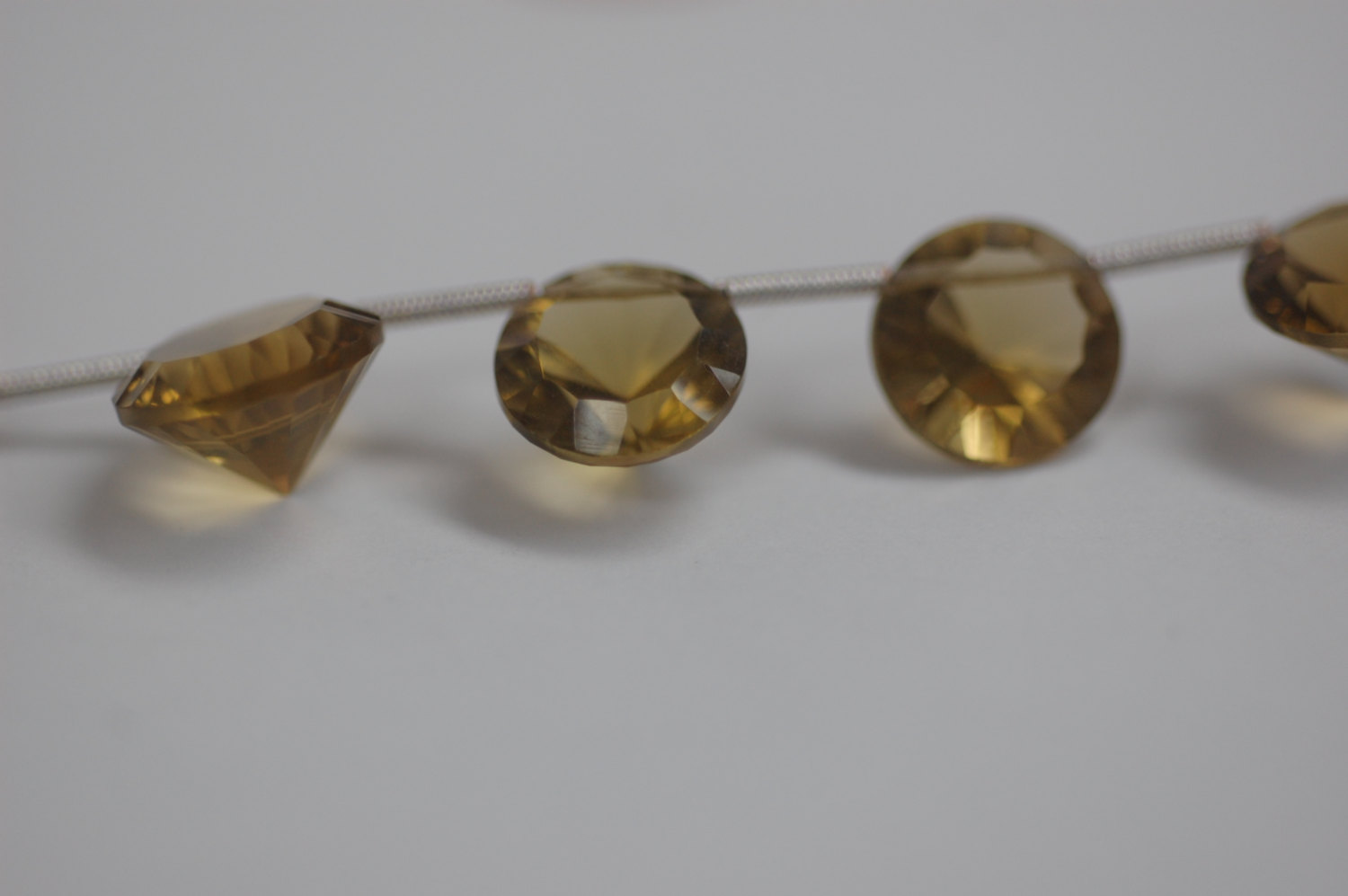 Champagne Quartz Round Concave cut Faceted