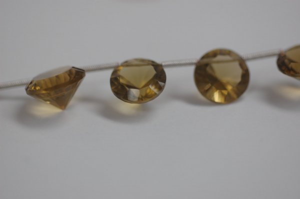 Champagne Quartz Round Concave cut Faceted