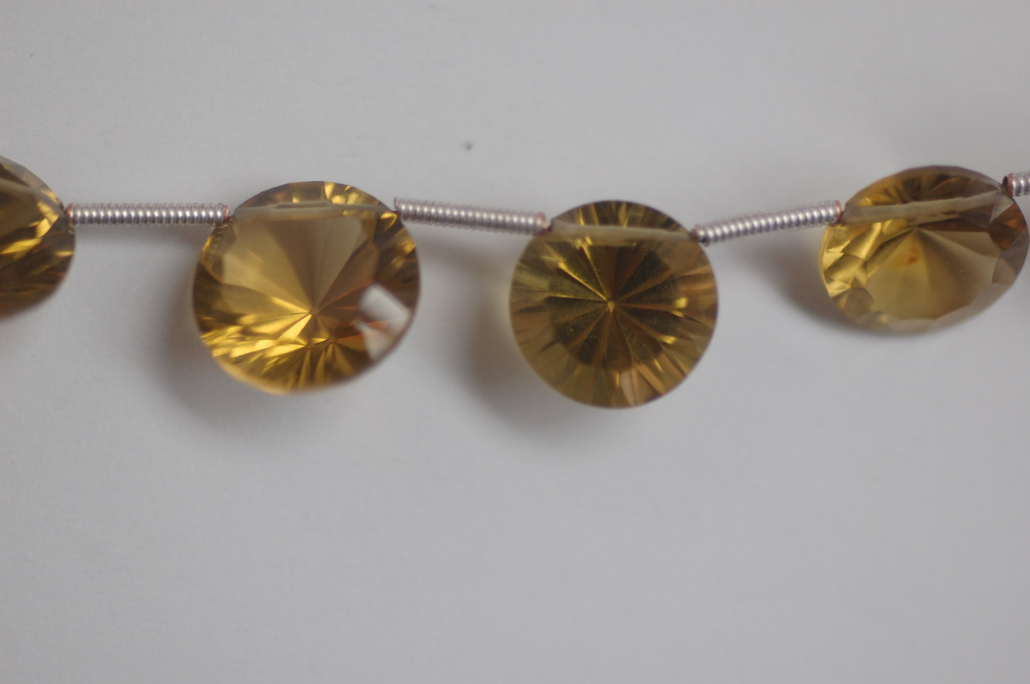 Champagne Quartz Round Concave cut Faceted