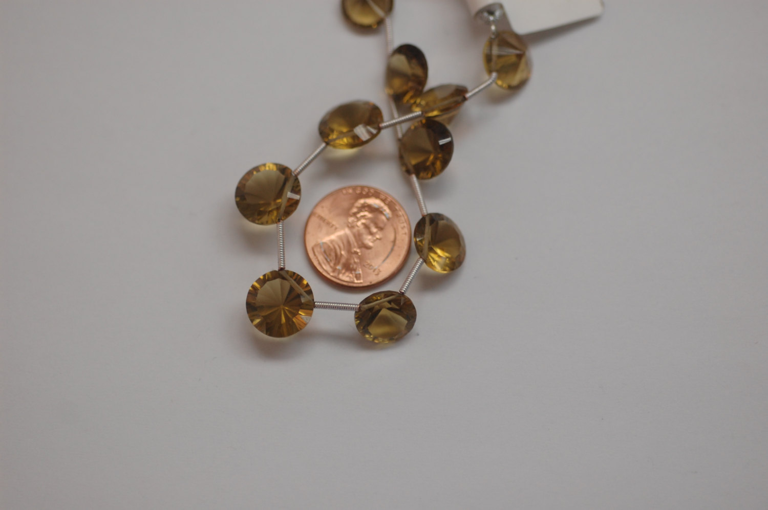 Champagne Quartz Round Concave cut Faceted