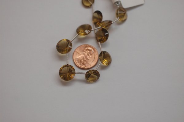 Champagne Quartz Round Concave cut Faceted