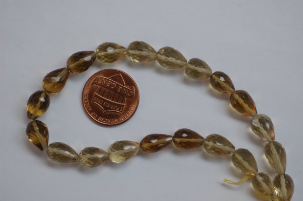 Champagne Quartz Straight Drill Drops Faceted