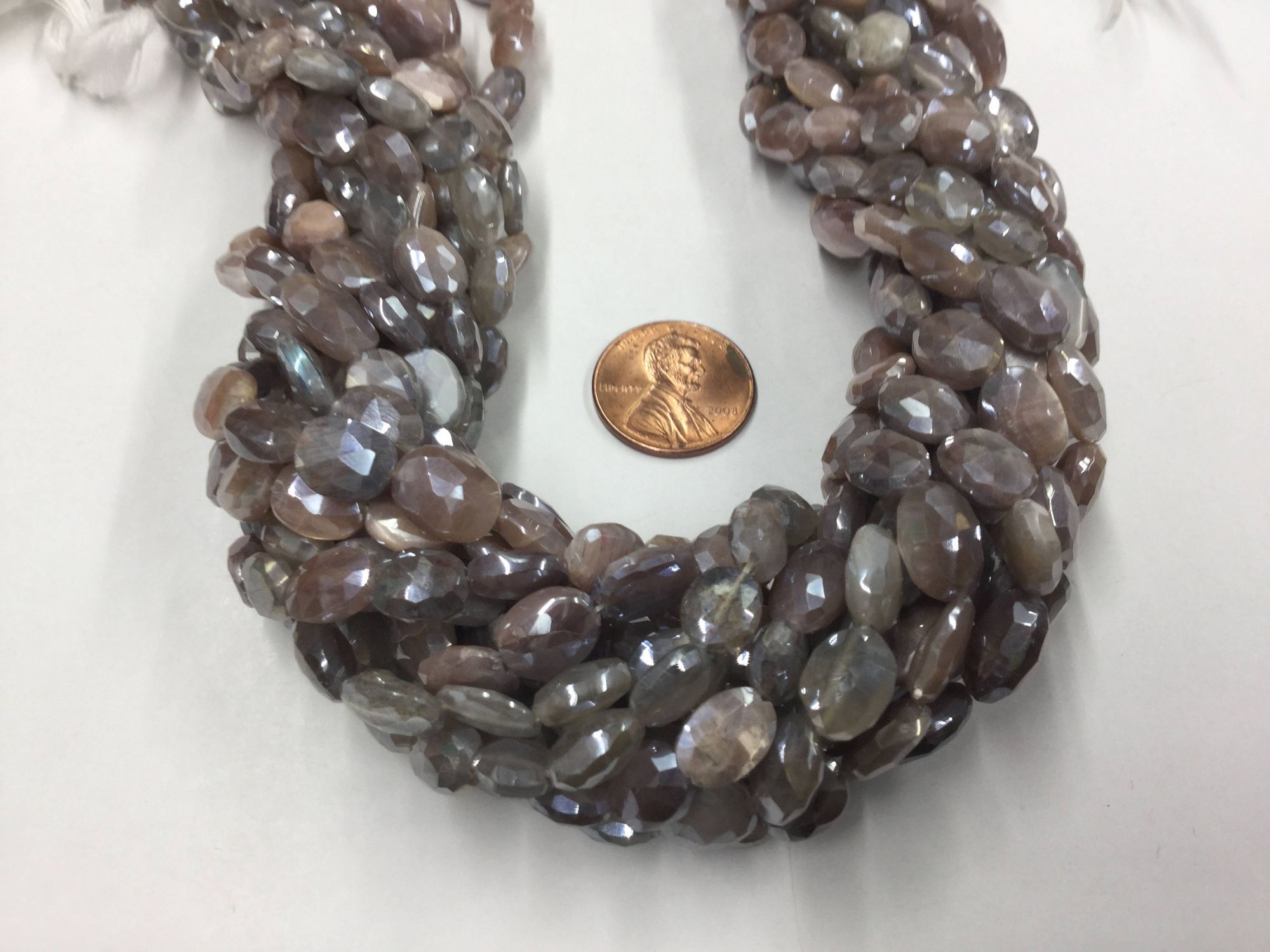 Chocolate-Cream Moonstone Ovals Faceted