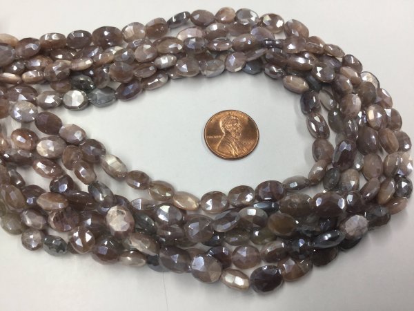 Chocolate-Cream Moonstone Ovals Faceted