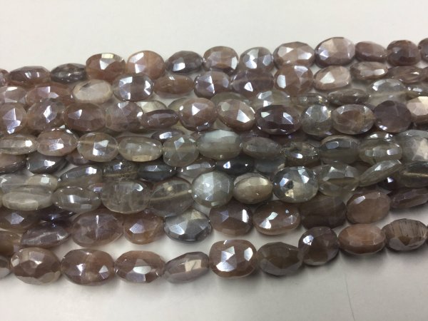 Chocolate-Cream Moonstone Ovals Faceted