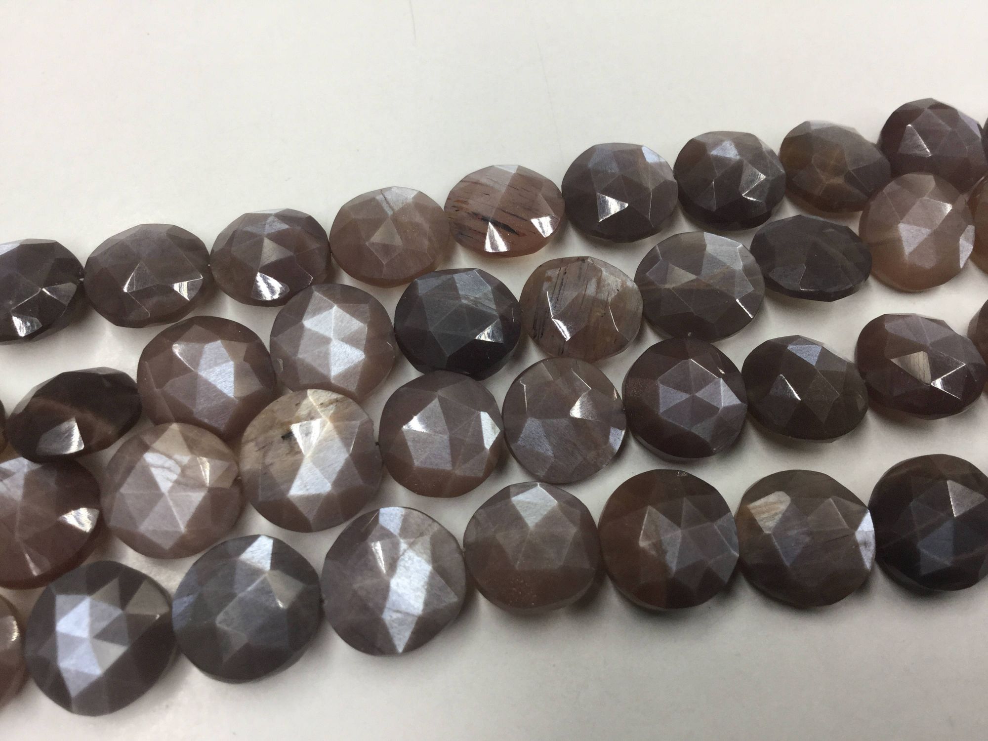 Chocolate Moonstone Coins Faceted