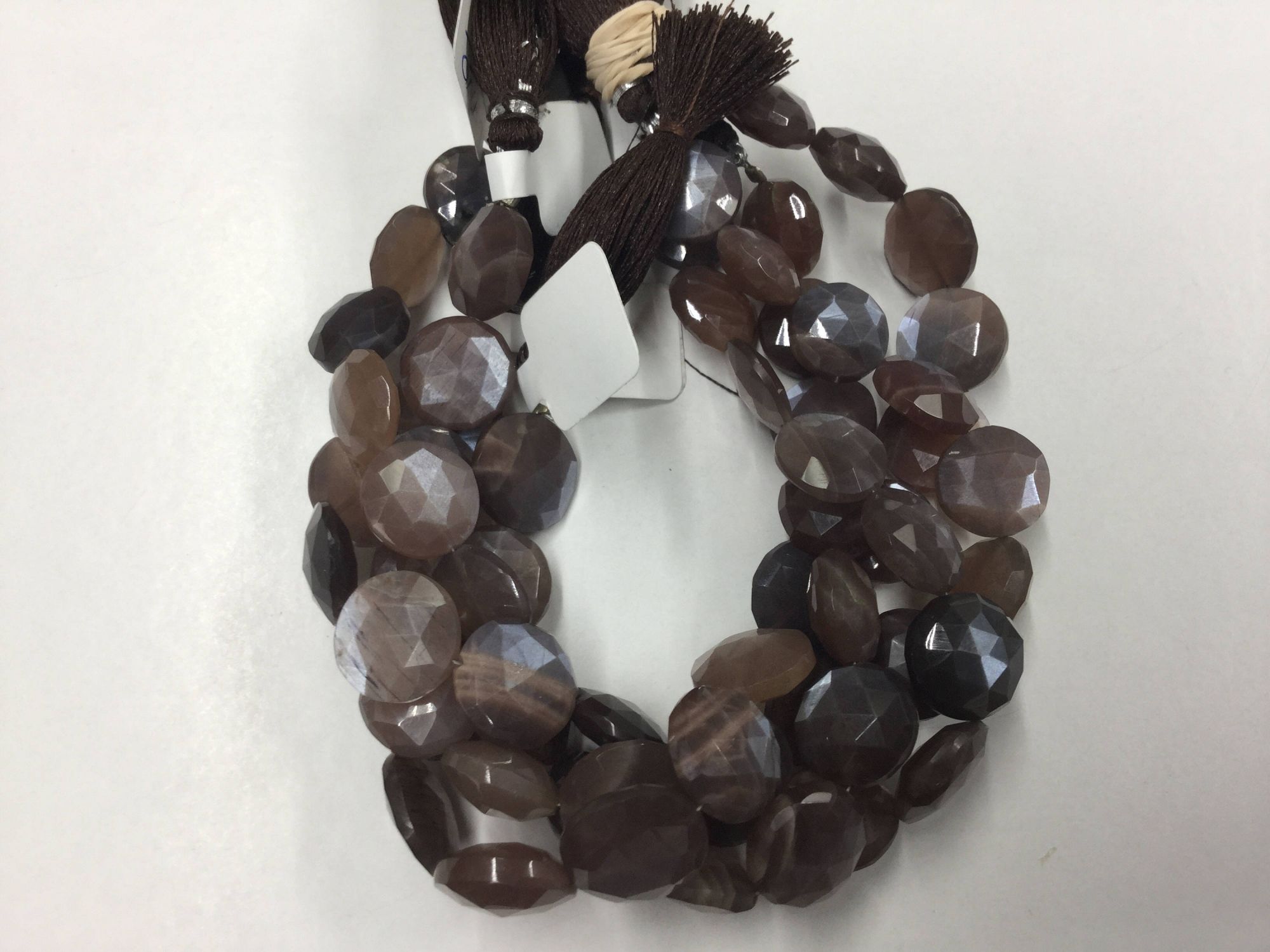 Chocolate Moonstone Coins Faceted