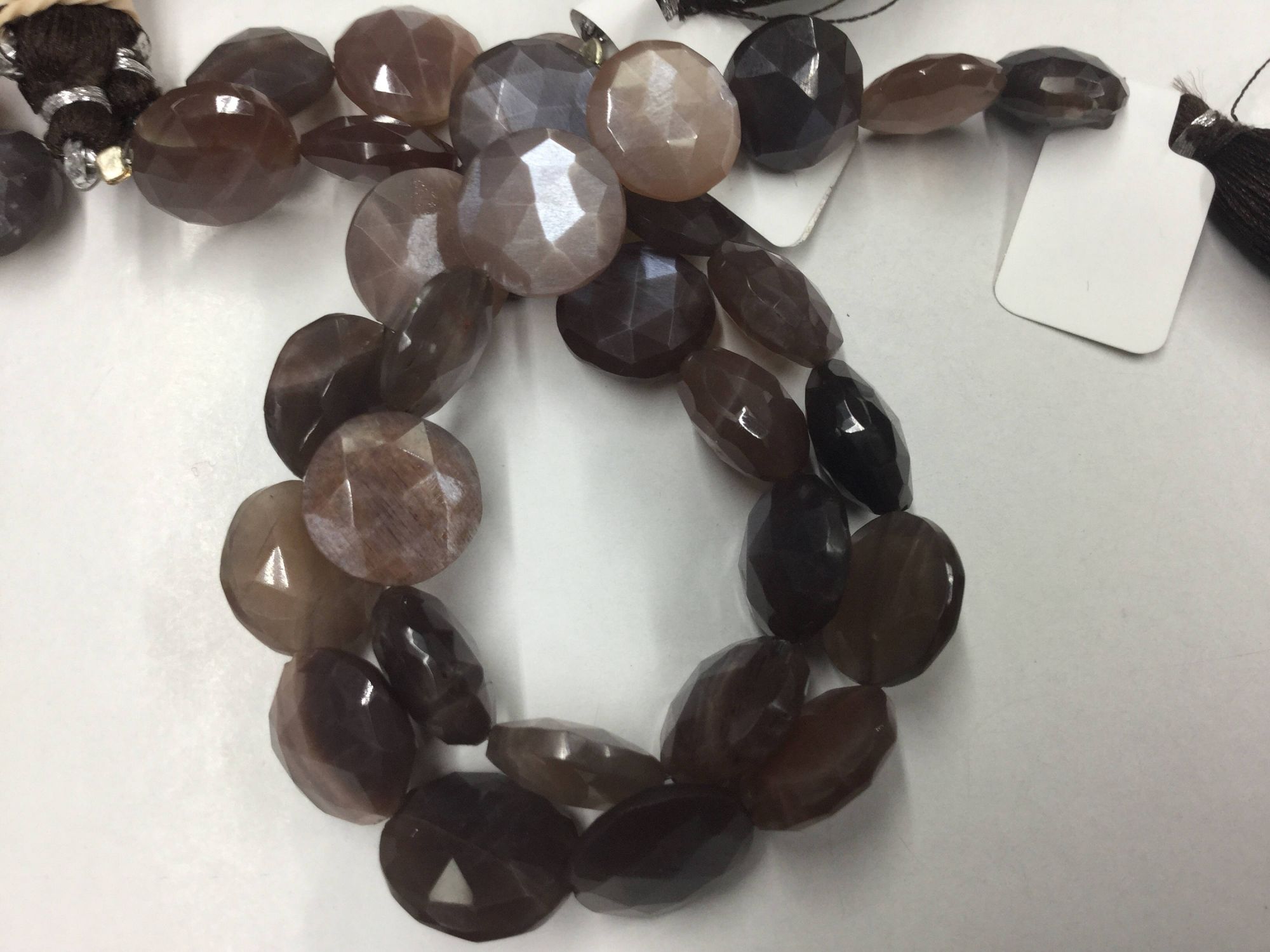 Chocolate Moonstone Coins Faceted