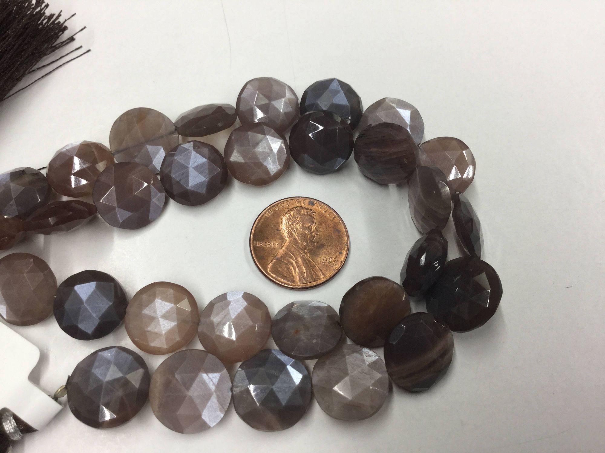 Chocolate Moonstone Coins Faceted