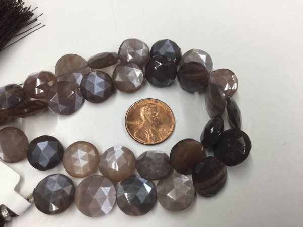 Chocolate Moonstone Coins Faceted