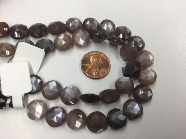 Chocolate Moonstone Coins Faceted