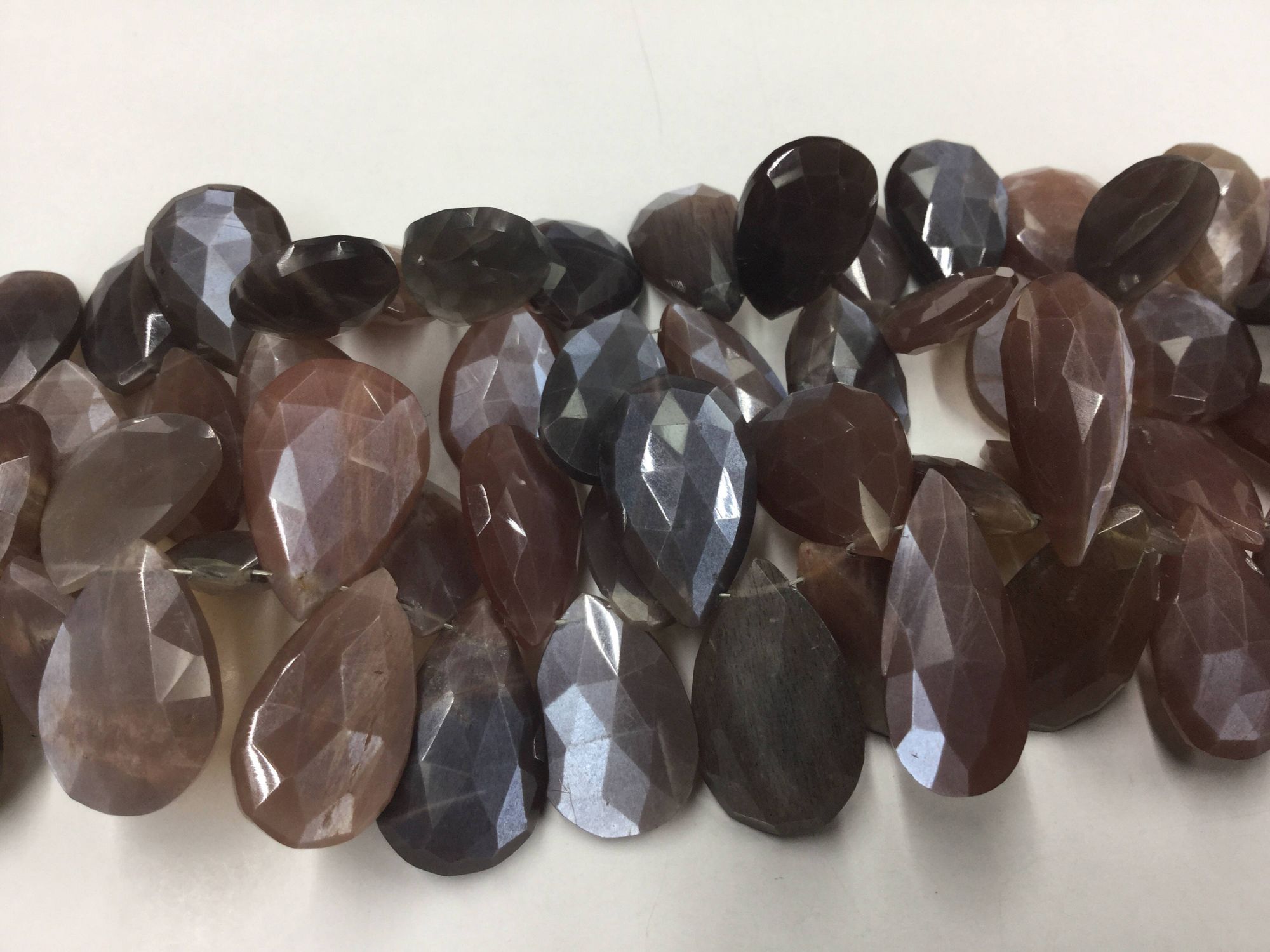Chocolate Moonstone Pears Faceted