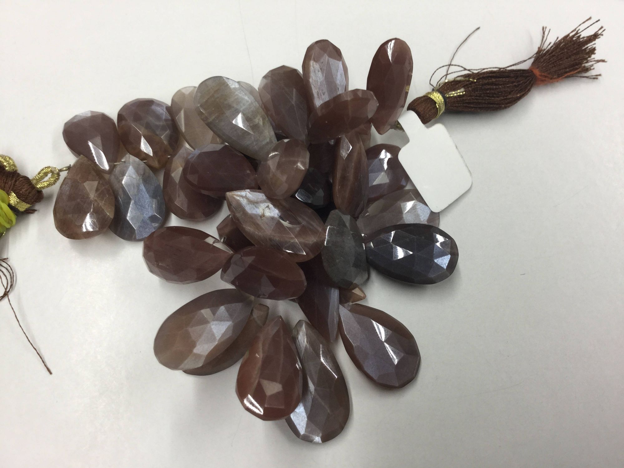 Chocolate Moonstone Pears Faceted