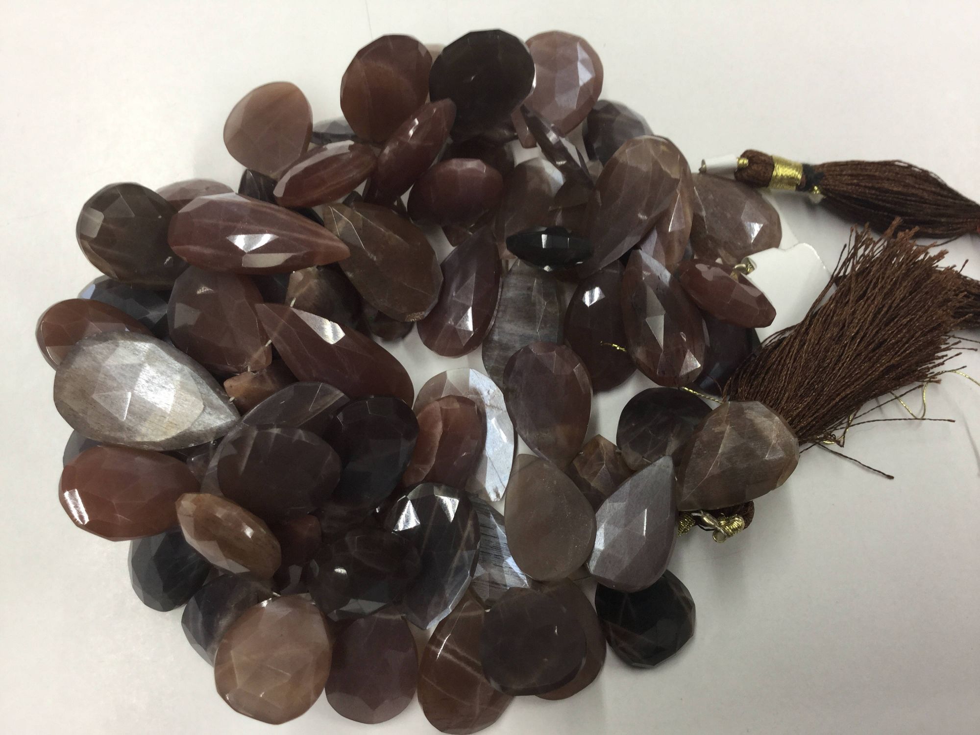 Chocolate Moonstone Pears Faceted
