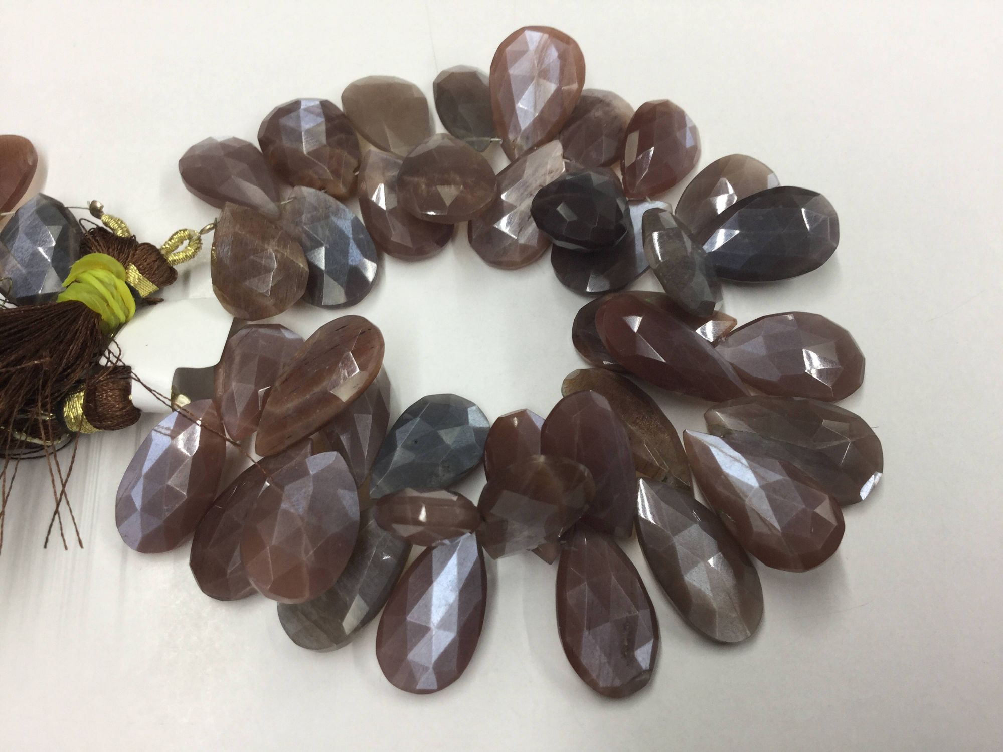 Chocolate Moonstone Pears Faceted