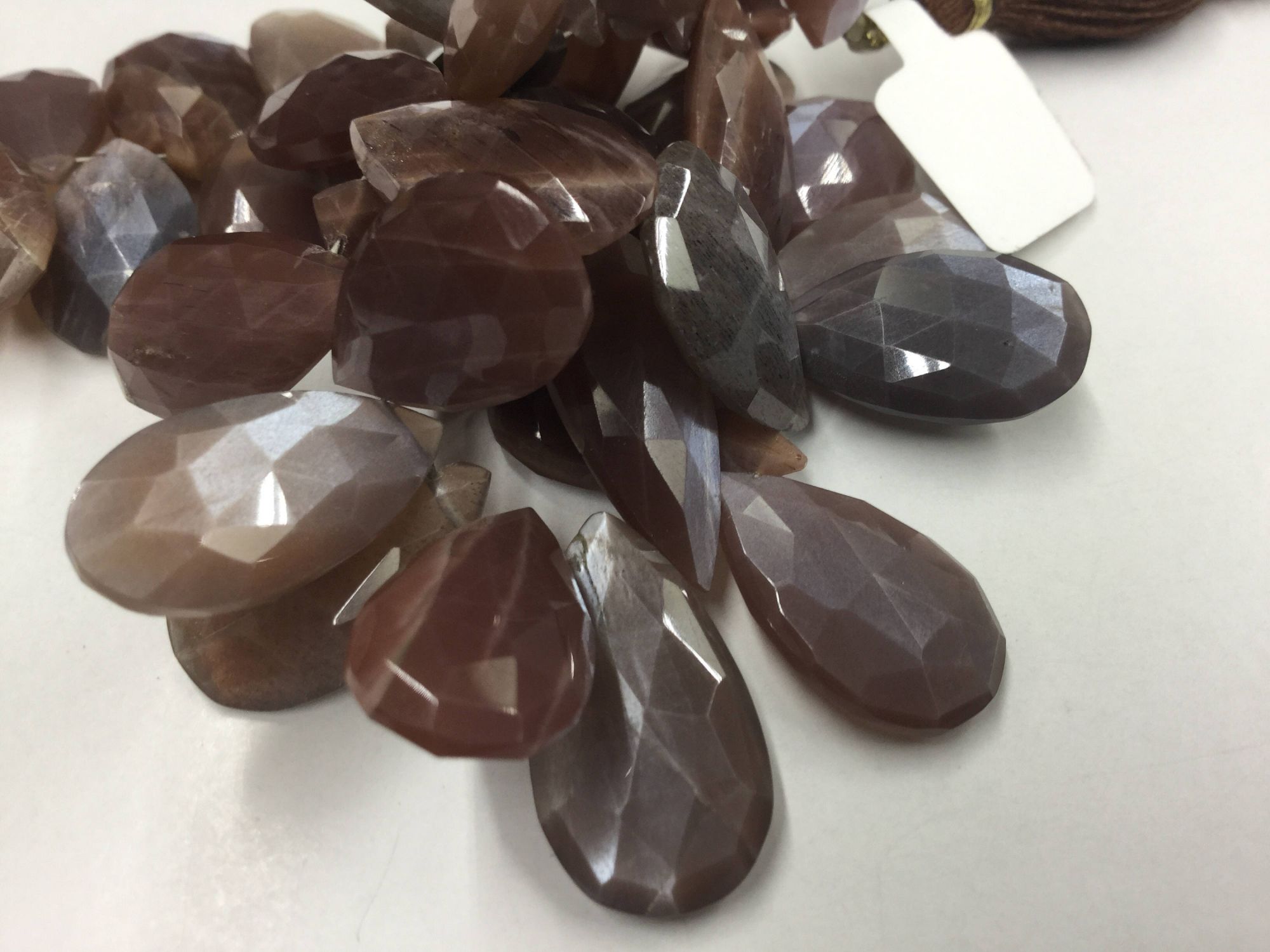 Chocolate Moonstone Pears Faceted