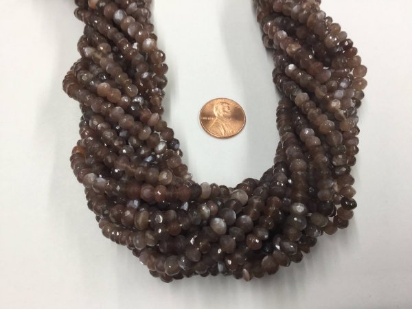 Chocolate Moonstone Rondelles Faceted