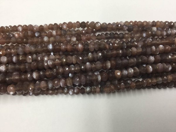Chocolate Moonstone Rondelles Faceted