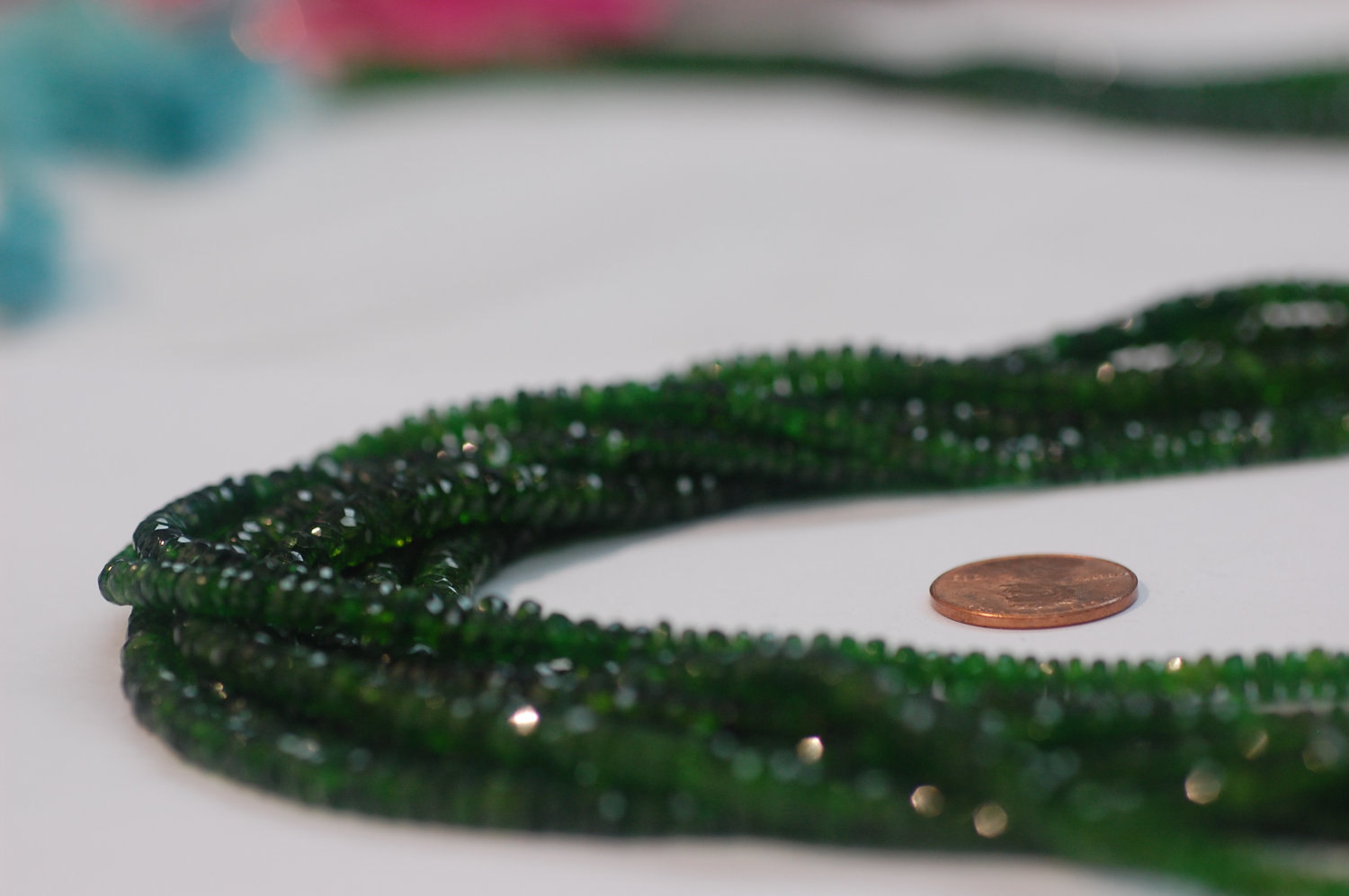 Chrome Diopside Rondelle Faceted