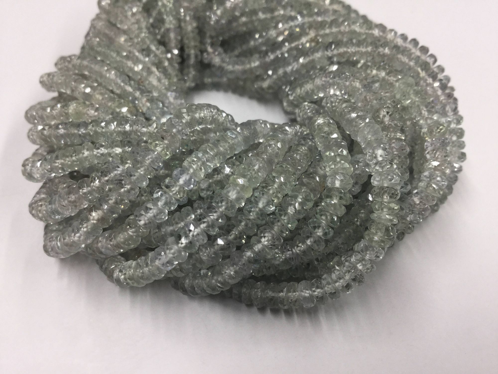 Clear Grey Sapphire Rondelles Faceted