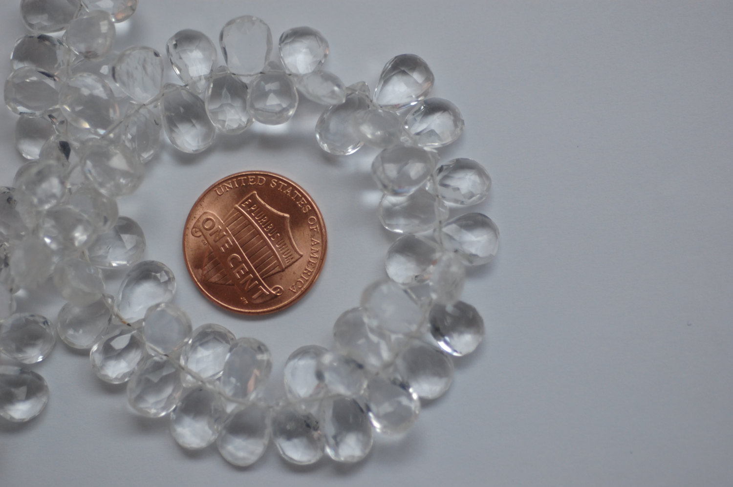 Clear White Quartz Pear Faceted