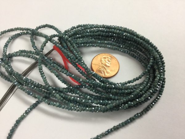Coated Bluish Green Silverite/Corundum Rondelles Faceted