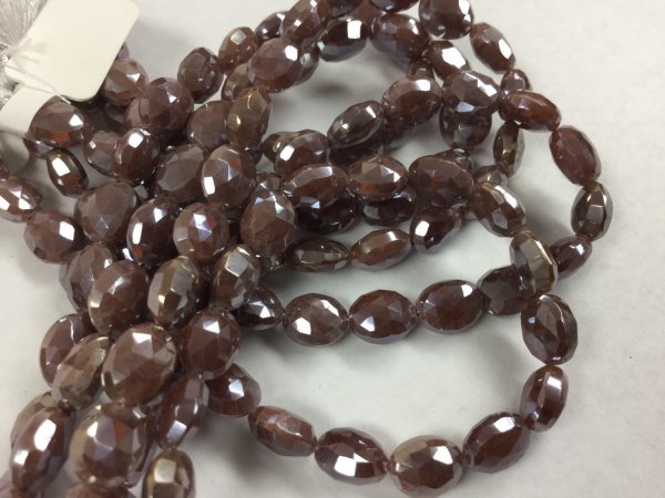 Coated Brown Moonstone Ovals Faceted