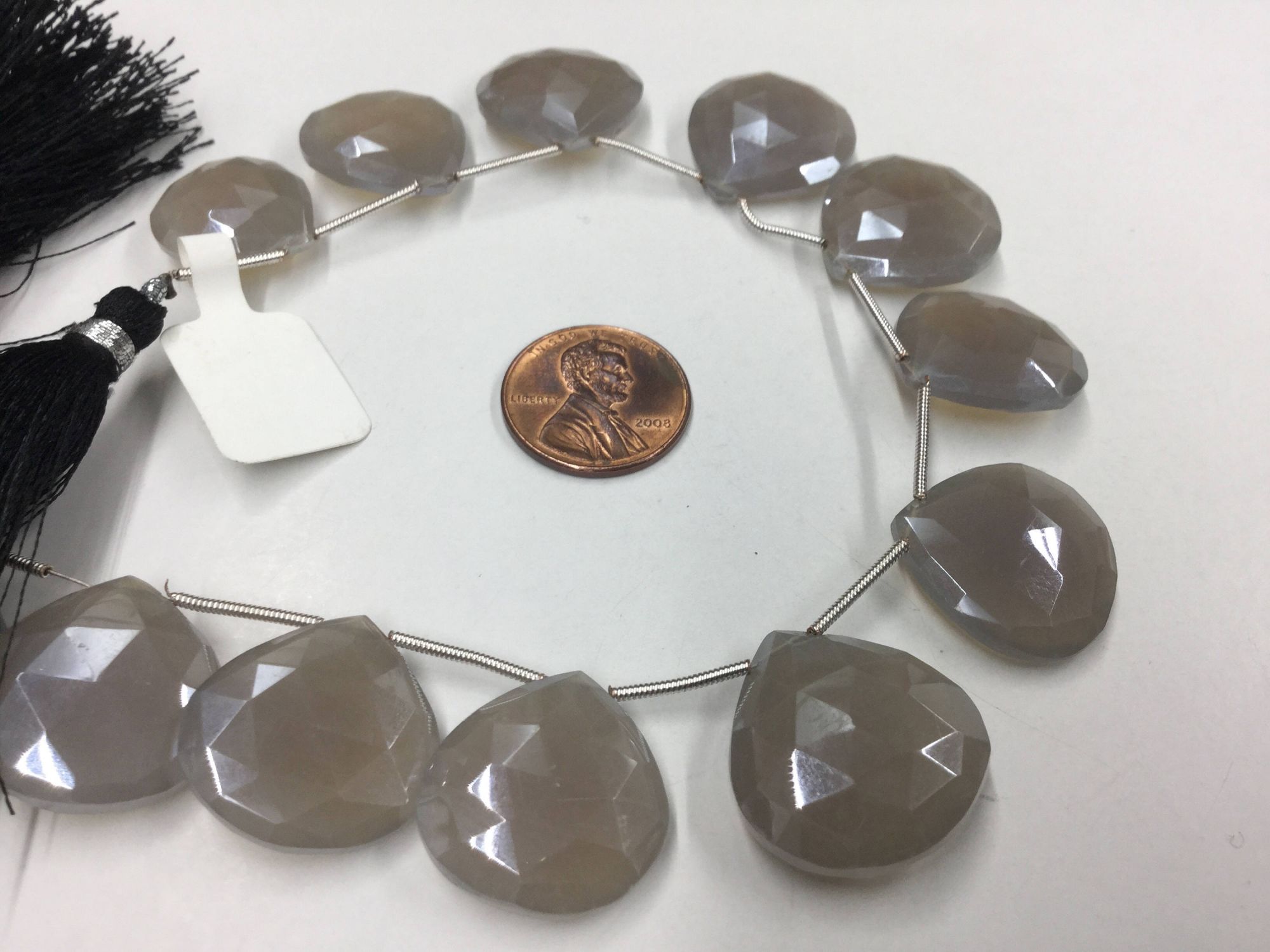 Coated Chalcedony Hearts Faceted