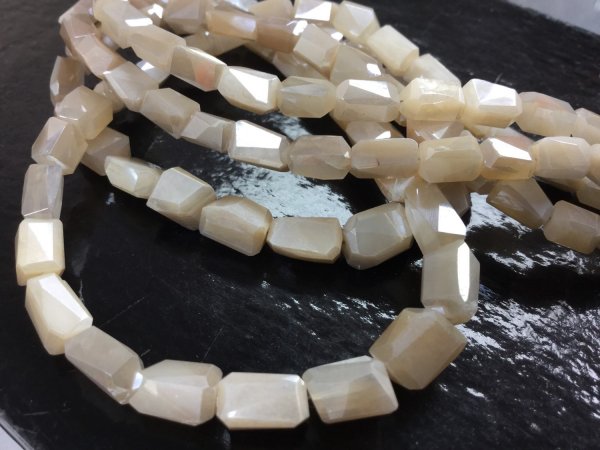 Coated Cream Moonstone Nuggets Faceted