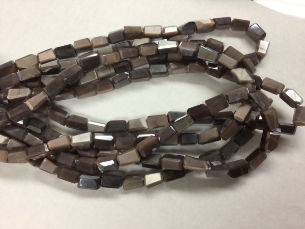 Coated Cream/Brown Moonstone Nuggets Faceted