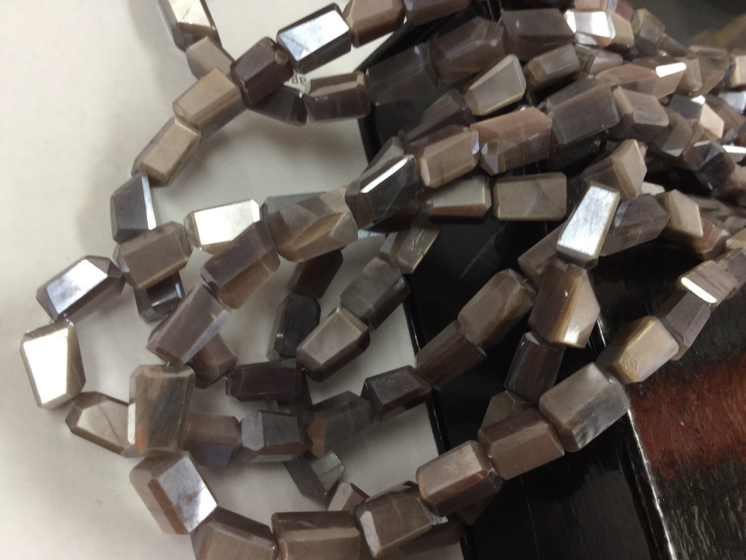 Coated Cream/Brown Moonstone Nuggets Faceted