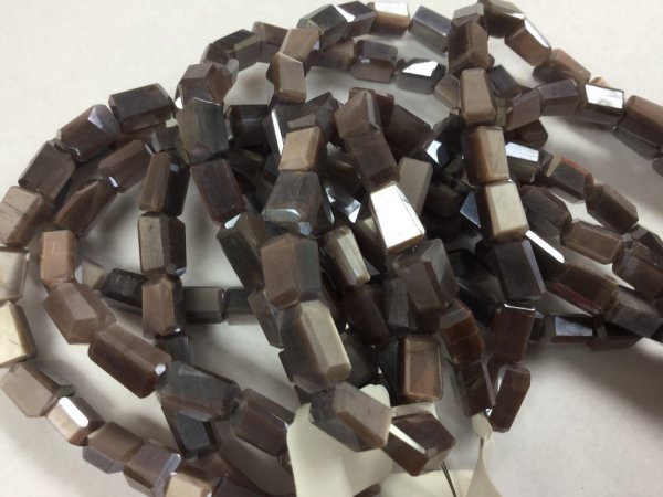 Coated Cream/Brown Moonstone Nuggets Faceted