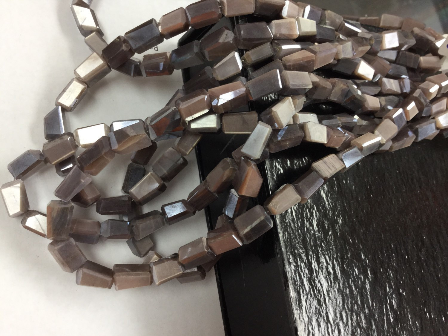 Coated Cream/Brown Moonstone Nuggets Faceted