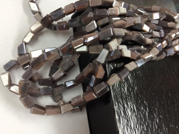 Coated Cream/Brown Moonstone Nuggets Faceted