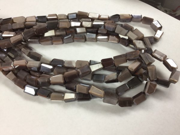 Coated Cream/Brown Moonstone Nuggets Faceted