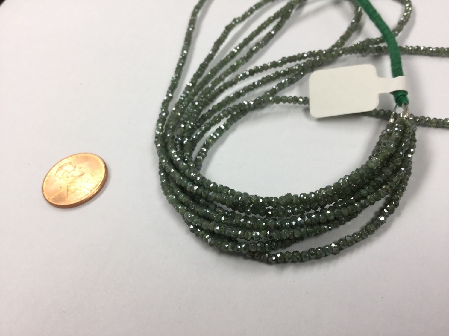 Coated Dark Green Silverite/Corundum Rondelles Faceted