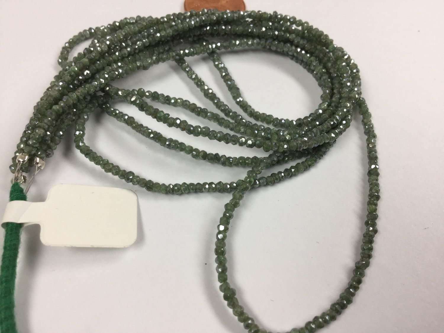 Coated Dark Green Silverite/Corundum Rondelles Faceted