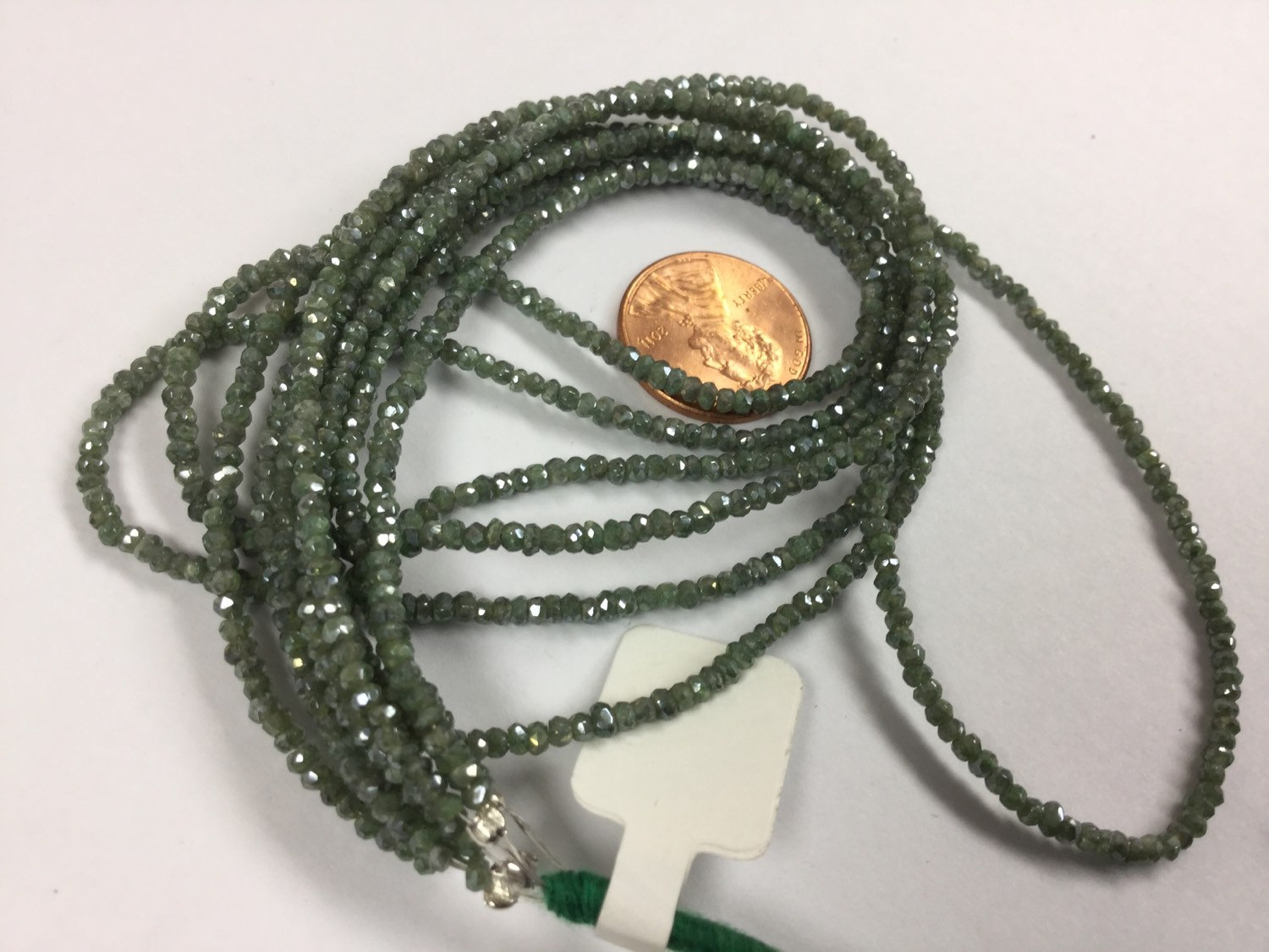 Coated Dark Green Silverite/Corundum Rondelles Faceted
