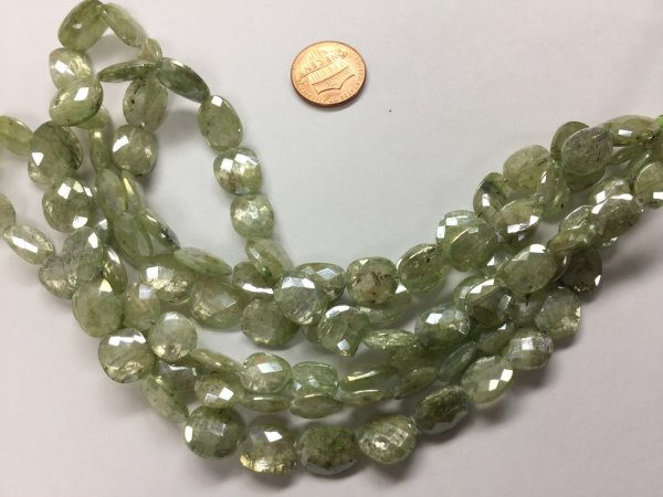 Coated Green Kyanite Ovals Faceted
