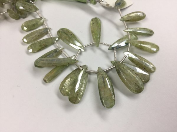 Coated Green Kyanite Pears Faceted