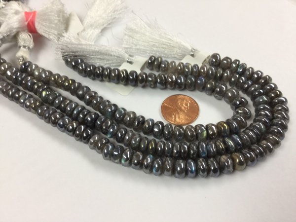 Coated Labradorite Rondelles Smooth