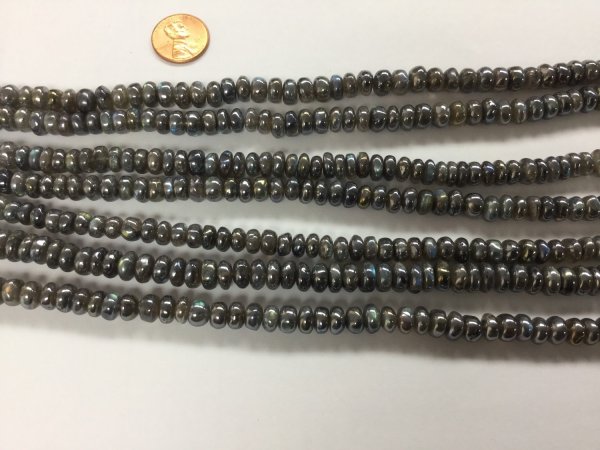 Coated Labradorite Rondelles Smooth