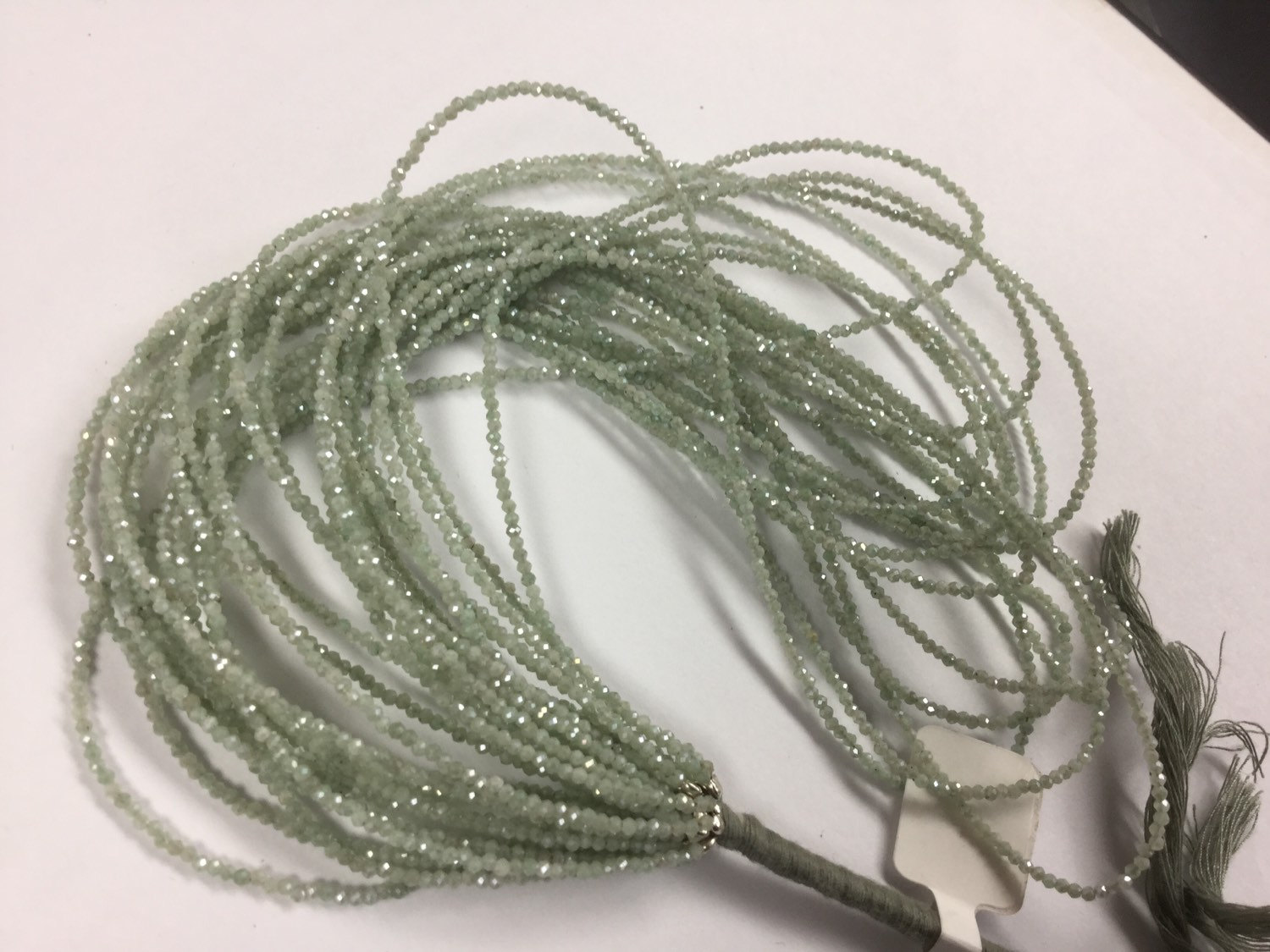 Coated Light Green Silverite/Corundum Rondelles Faceted
