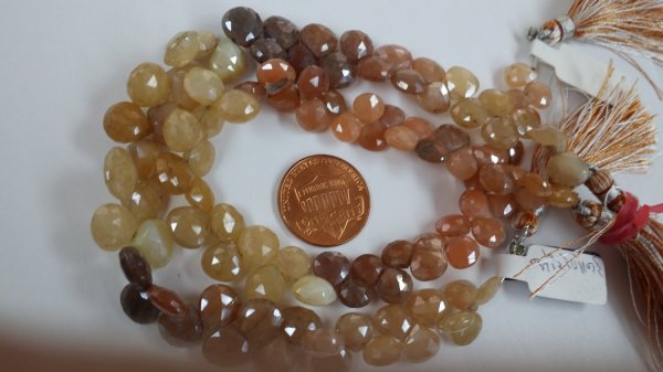 Coated Moonstone Hearts
