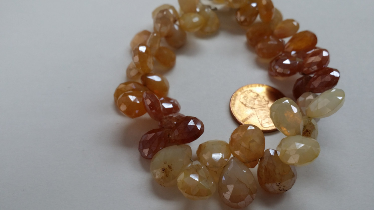 Coated Moonstone Pears Faceted