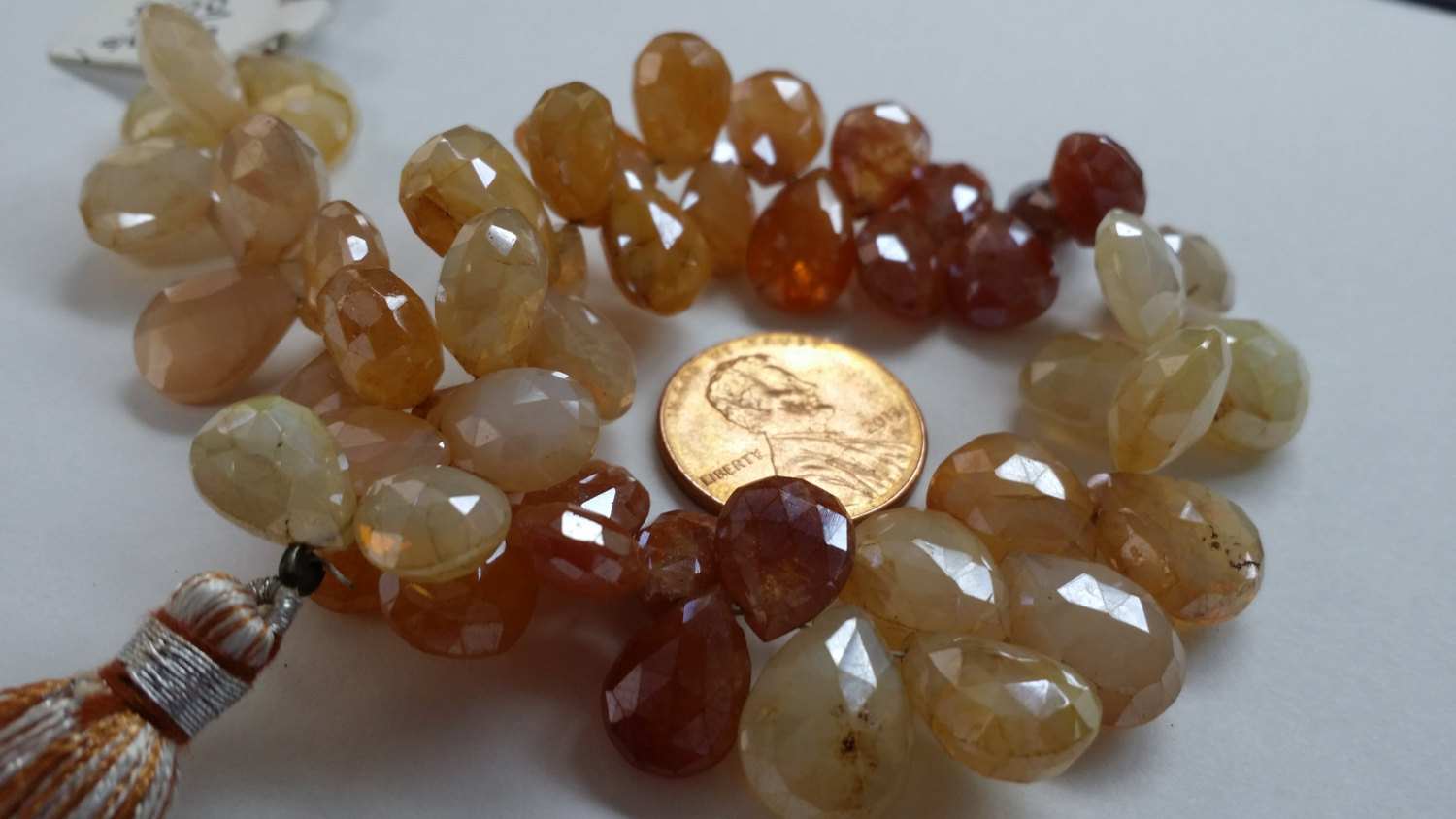 Coated Moonstone Pears Faceted