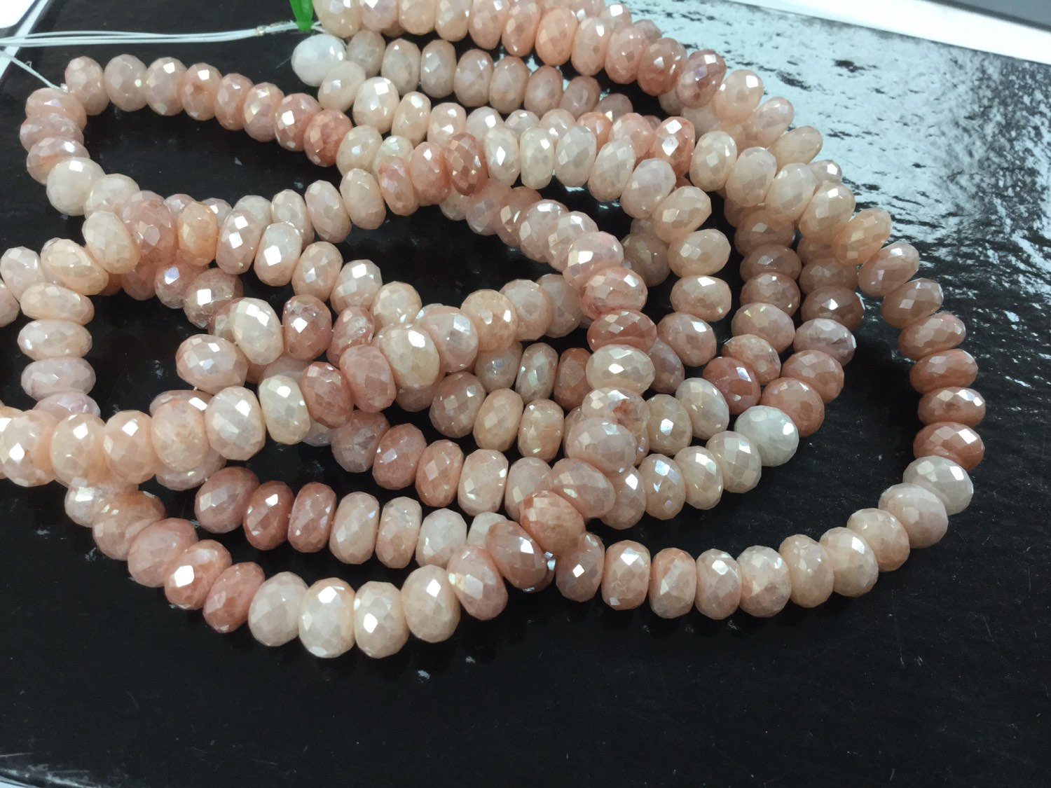 Coated Moonstone Rondelles Faceted