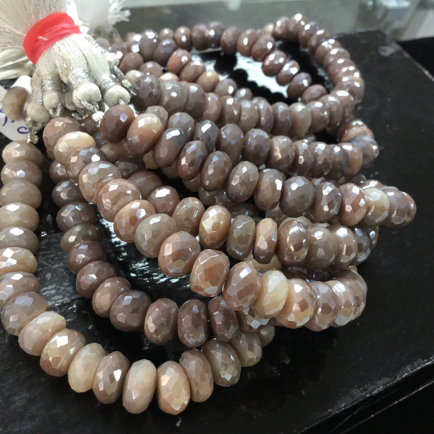 Coated Moonstone Rondelles Faceted